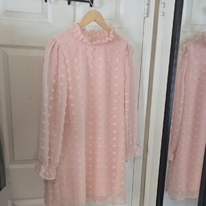Elegant Long Sleeve Pink Dress